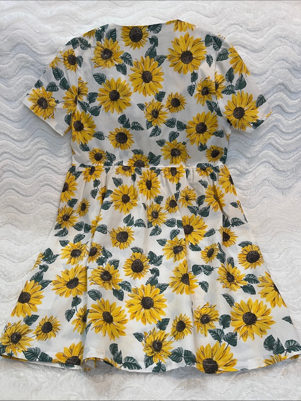 NWOT H&M Mini Cotton Short-Sleeve Sunflower Print Dress - Picture 9 of 14